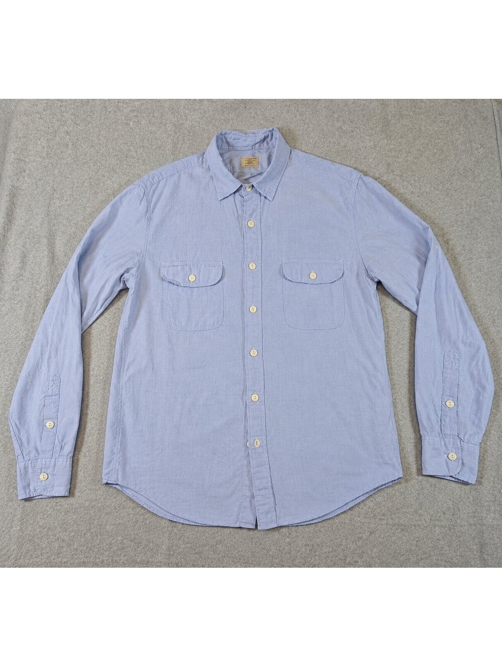 Vintage J.Crew Men’s Blue Cotton Button-Up Shirt 2-Ply Size Medium